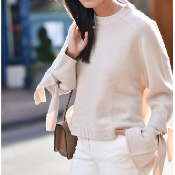 Tibi Sweaters - Tibi Cashmere Cream Crew Neck Sweater
